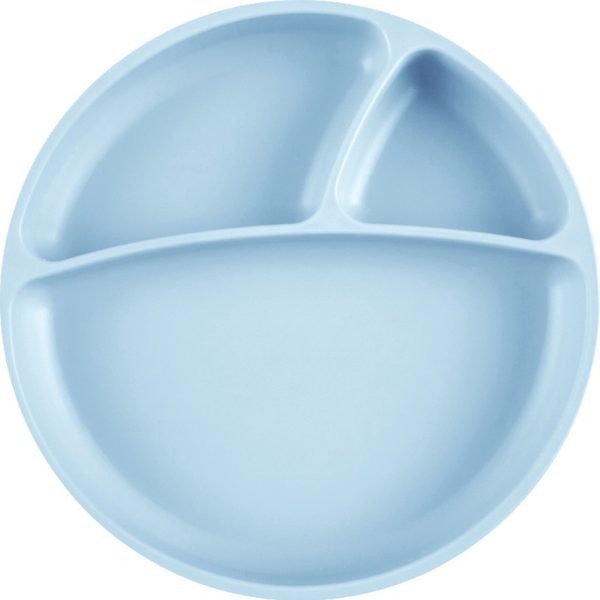 Deux assiettes bébé durables Bleu/Blanc - bioplastique biodégradable -  eKoala