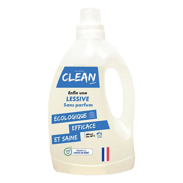 CLEAN - LIQUIDE LESSIVE BEBE 30 LAVAGES SANS PARFUM 1,5L - Bio Pour Bébés