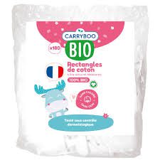 CARRYBOU MAROC - PADS BIO 180 RECTANGLES DE COTON ACCESSOIRES BEBES BIO IDEE CADEAU BEBE. PARAPHARMACIE MAROC. Livraison gratuite et partout au Maroc. Magasin BIO POUR BEBES. FRAIS DE PORT GRATUITS